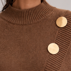 Marisse | Button Turtleneck Sweater