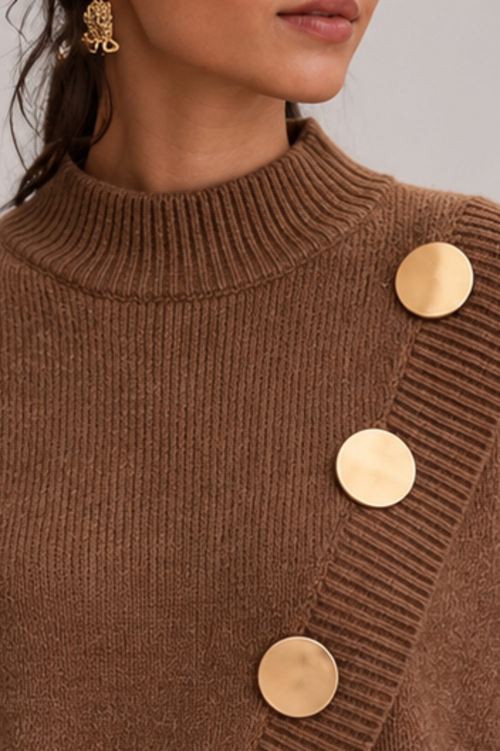 Marisse | Button Turtleneck Sweater
