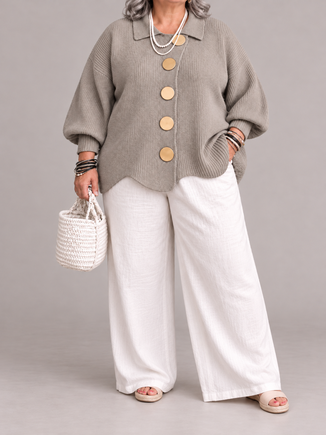 Karina - Oversized Collared Button Cardigan