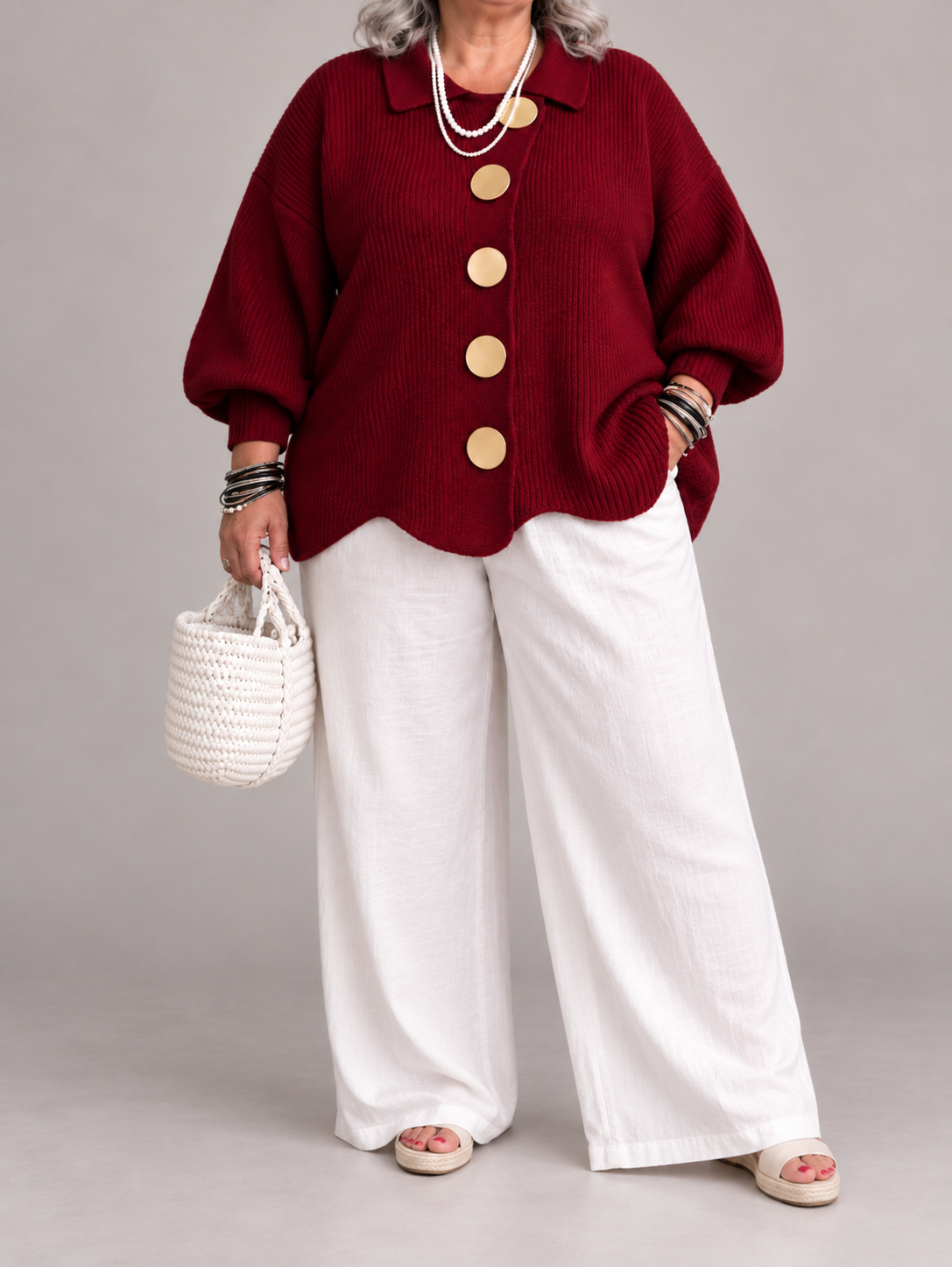 Karina - Oversized Collared Button Cardigan