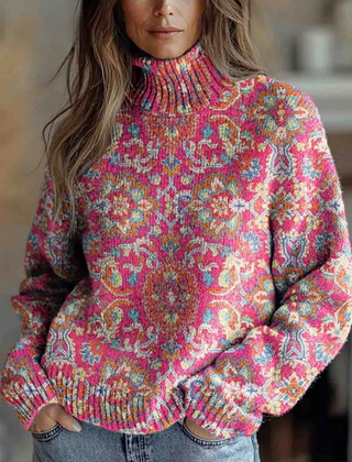 Isla - Retro Floral Turtleneck