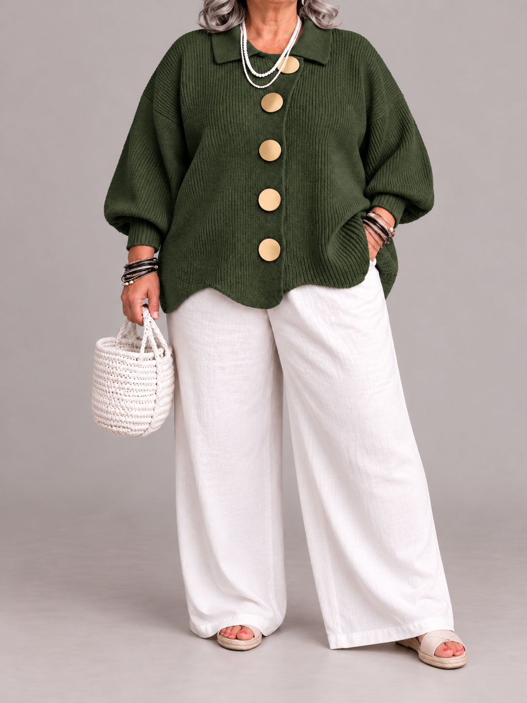 Karina - Oversized Collared Button Cardigan