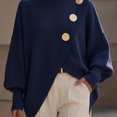 Marisse | Button Turtleneck Sweater