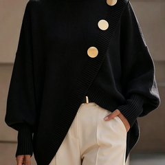 Marisse | Button Turtleneck Sweater