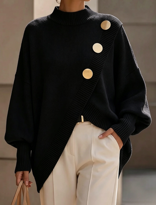 Marisse | Button Turtleneck Sweater