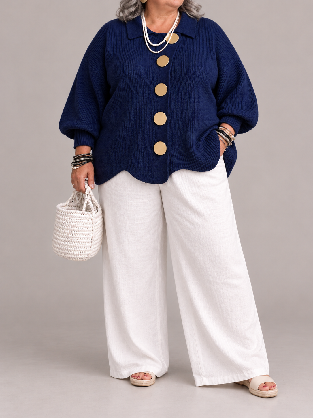 Karina - Oversized Collared Button Cardigan