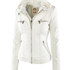 Monica | Robust and Elegant Leather Jacket - White