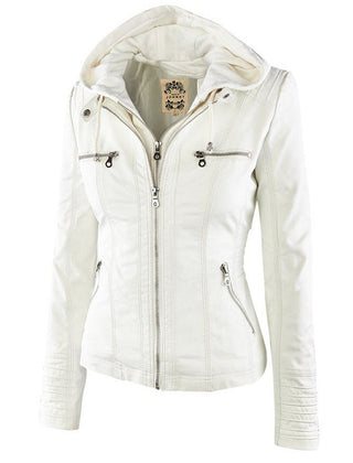 Monica | Robust and Elegant Leather Jacket - White