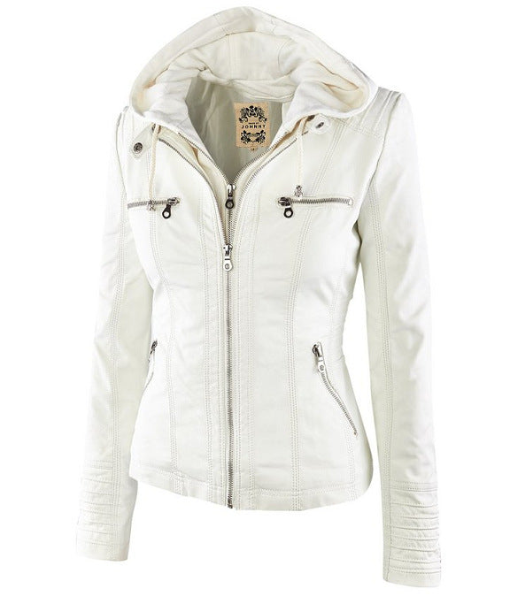 Monica | Robust and Elegant Leather Jacket - White