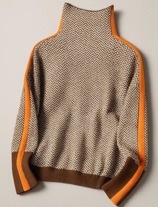 Martina | Contrast Stripe High-Collar Pullover