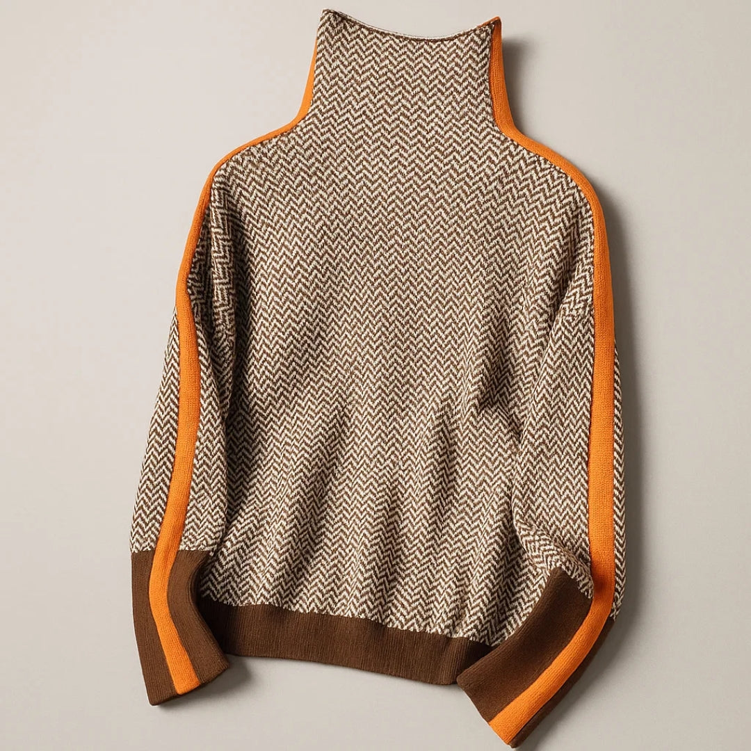 Martina | Contrast Stripe High-Collar Pullover