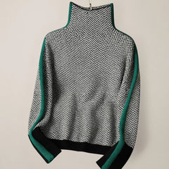 Martina | Contrast Stripe High-Collar Pullover