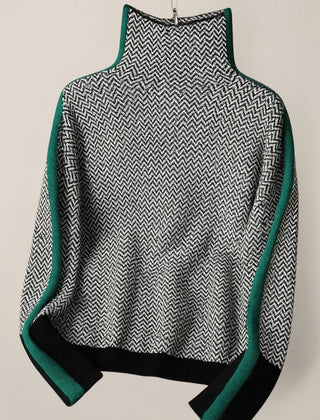 Martina | Contrast Stripe High-Collar Pullover