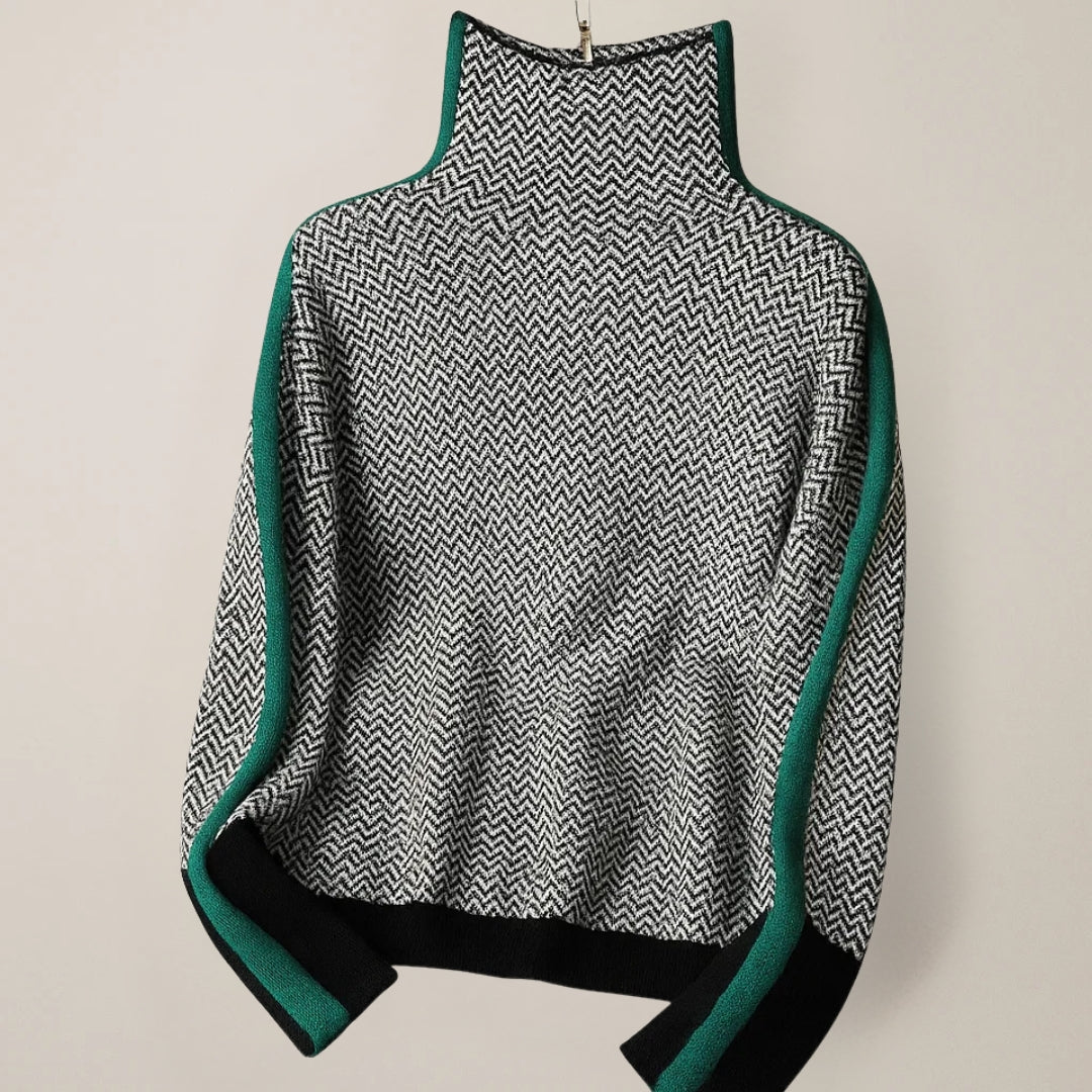 Martina | Contrast Stripe High-Collar Pullover