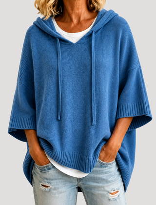 Women's Hooded Oversized Knit Jumper - Blue