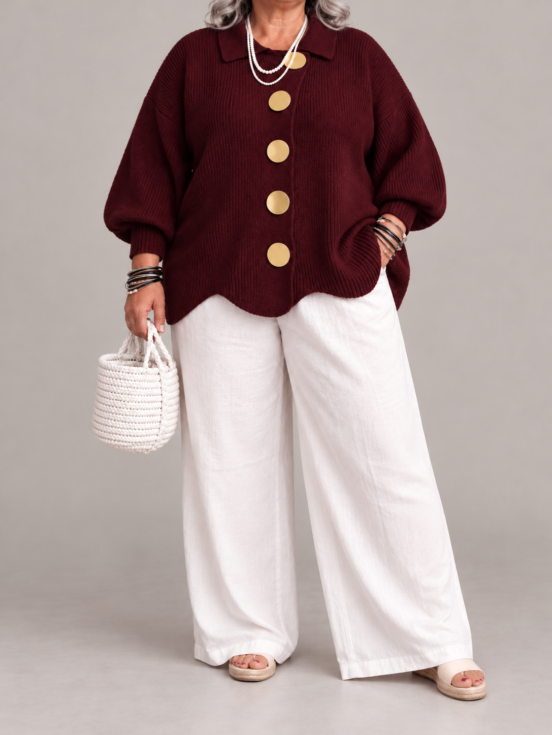 Karina - Oversized Collared Button Cardigan