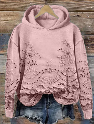 Rosa | Lace-Trim Charm Hoodie - Pink