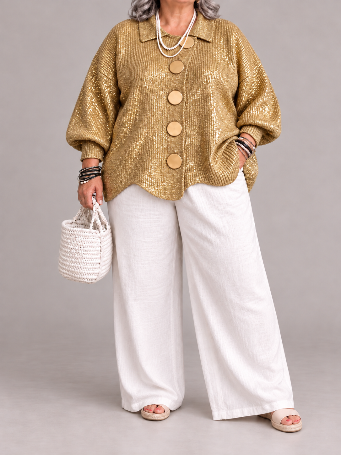 Karina - Oversized Collared Button Cardigan