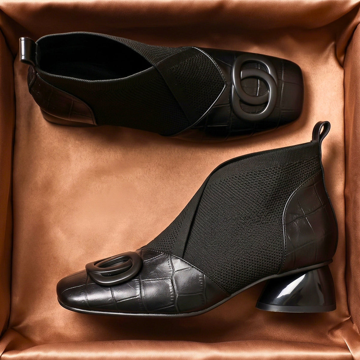 Clara | Sculpted Leather Boots - Black