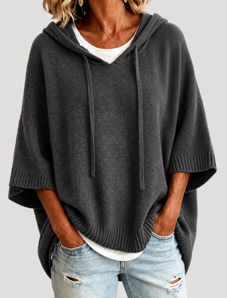 Women's Hooded Oversized Knit Jumper - Grey