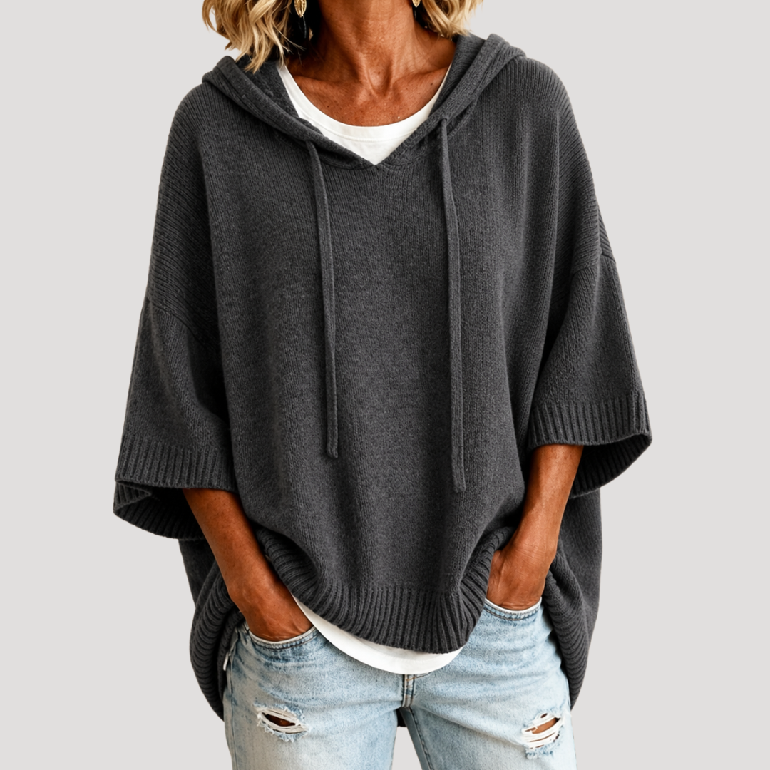 Women's Hooded Oversized Knit Jumper - Grey