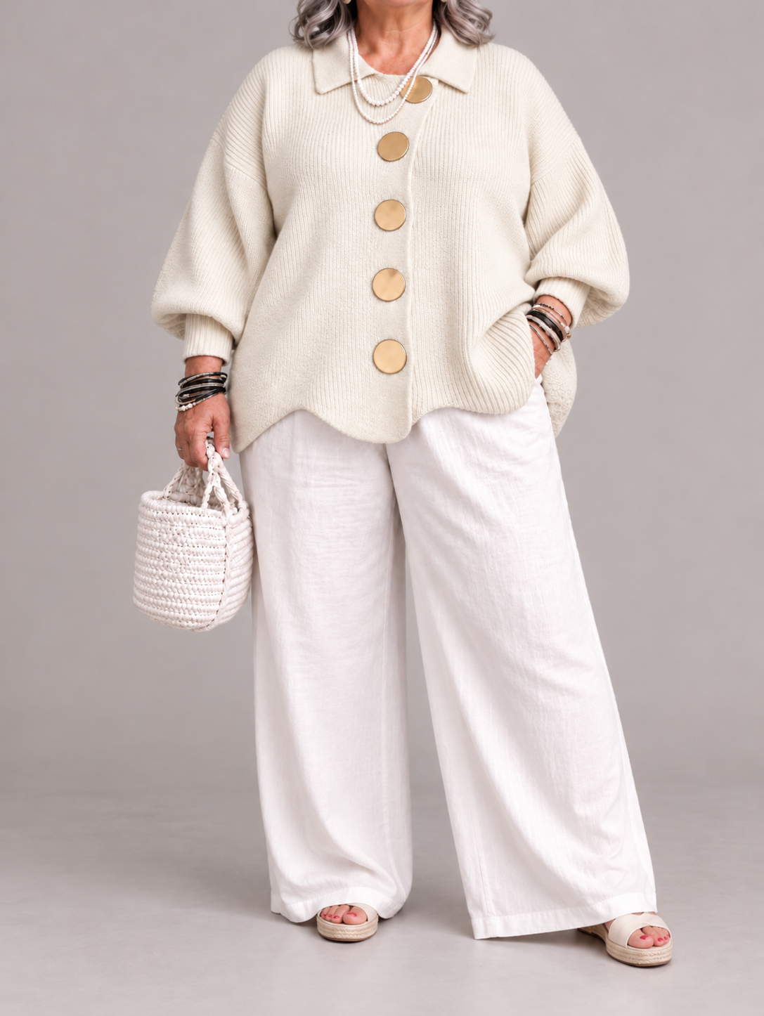 Karina - Oversized Collared Button Cardigan