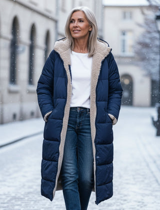 KINSLEY | SHERPA WINTER COAT - Navy Blue