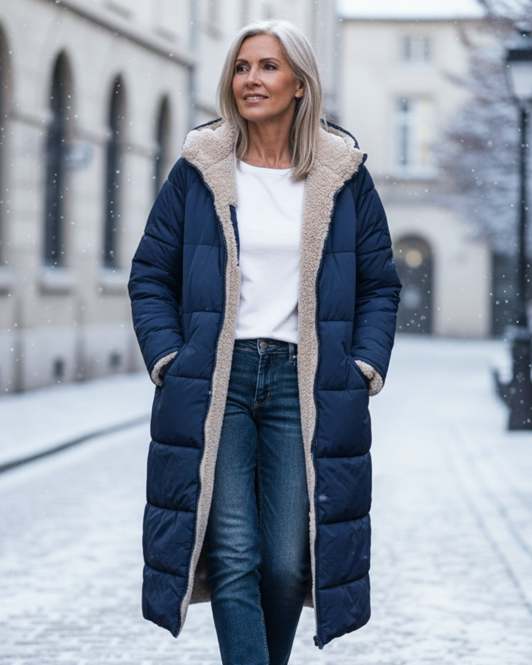 KINSLEY | SHERPA WINTER COAT - Navy Blue
