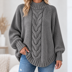 Pamella - Cable Knit Oversized Sweater - Grey