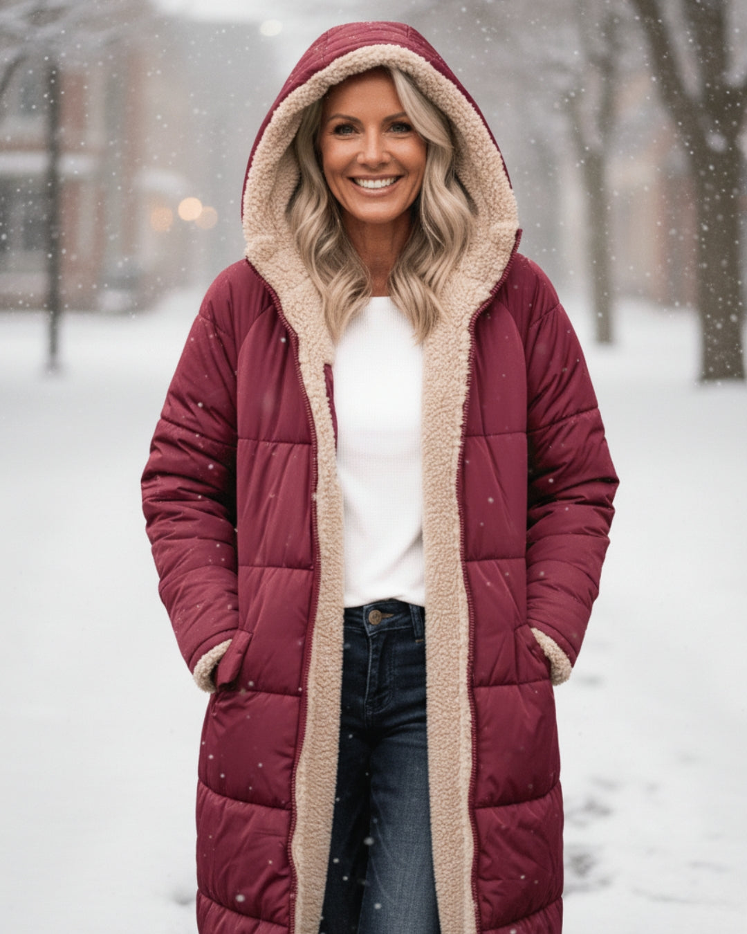 KINSLEY | SHERPA WINTER COAT - Red