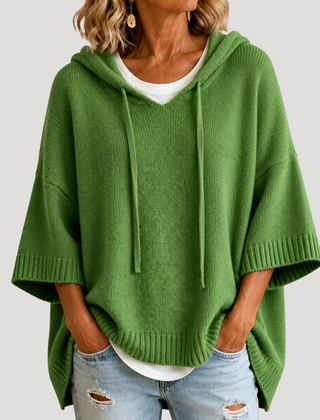 Women's Hooded Oversized Knit Jumper - Green