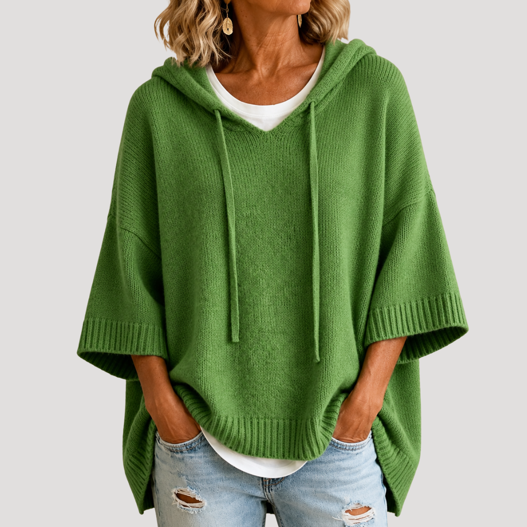 Women's Hooded Oversized Knit Jumper - Green