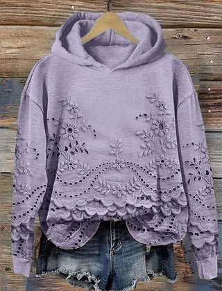 Rosa | Lace-Trim Charm Hoodie - Purple