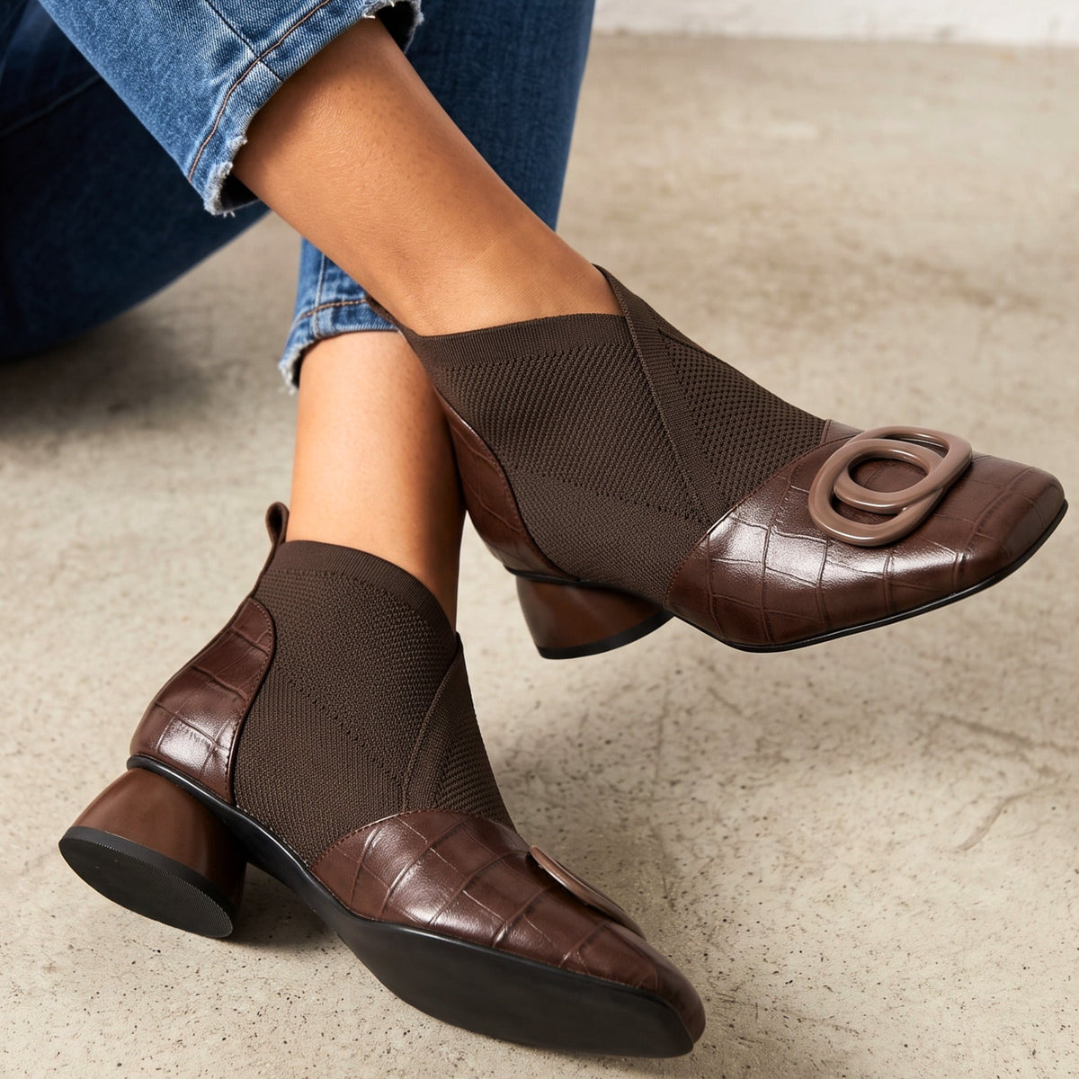 Clara | Sculpted Leather Boots - Brown