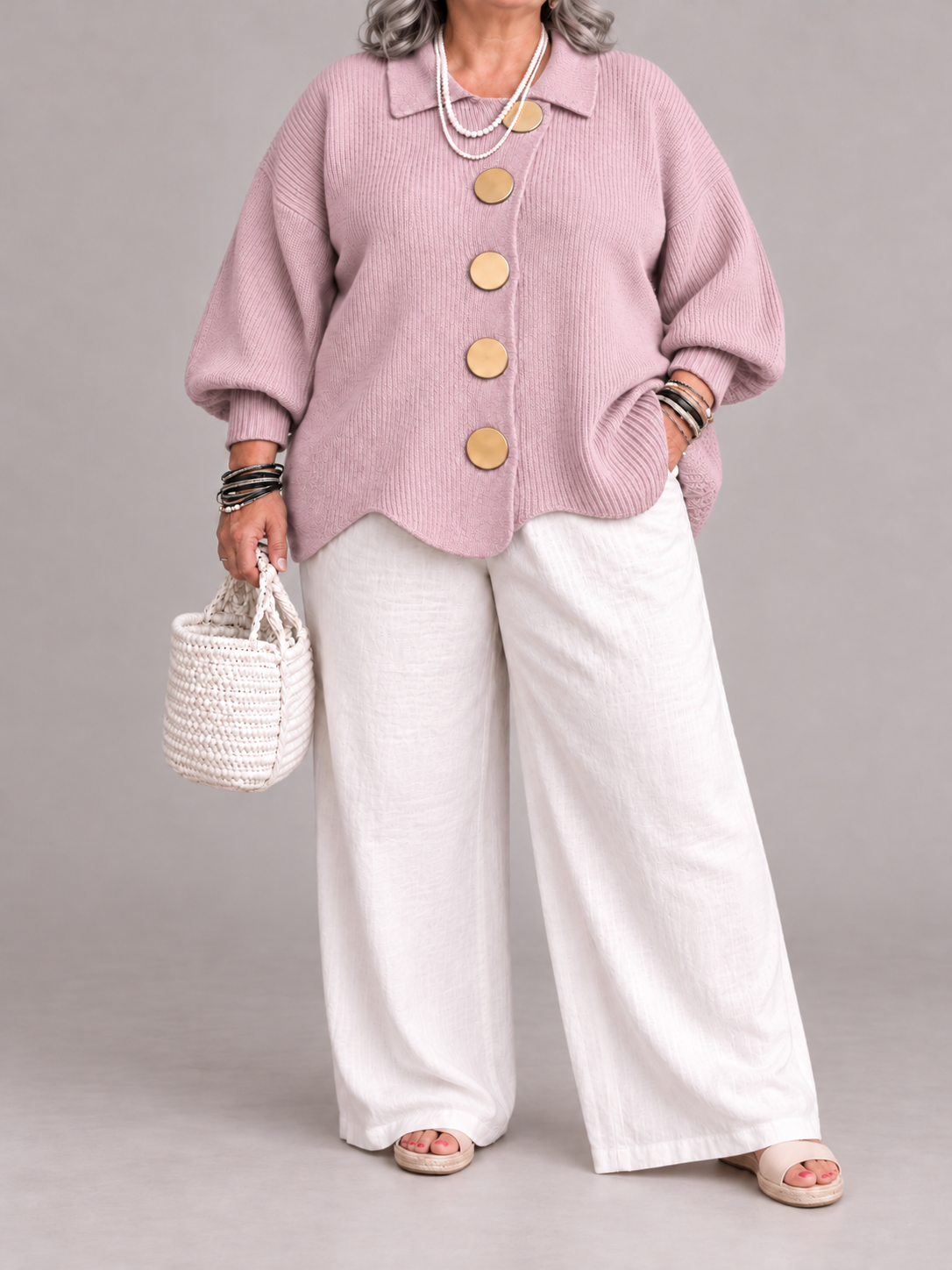 Karina - Oversized Collared Button Cardigan