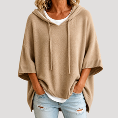 Women's Hooded Oversized Knit Jumper - Khaki