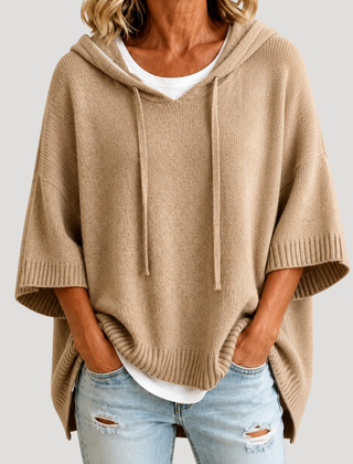 Women's Hooded Oversized Knit Jumper - Khaki