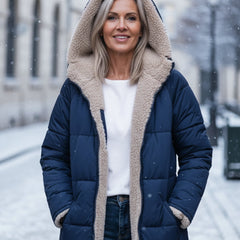 KINSLEY | SHERPA WINTER COAT - Navy Blue