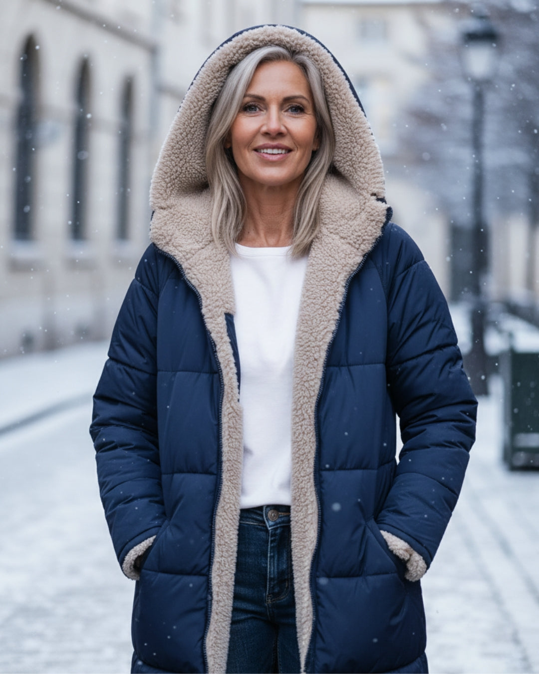 KINSLEY | SHERPA WINTER COAT - Navy Blue