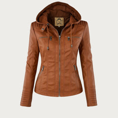 Monica | Robust and Elegant Leather Jacket - Light Brown
