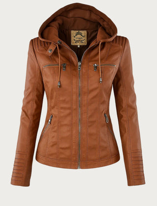 Monica | Robust and Elegant Leather Jacket - Light Brown