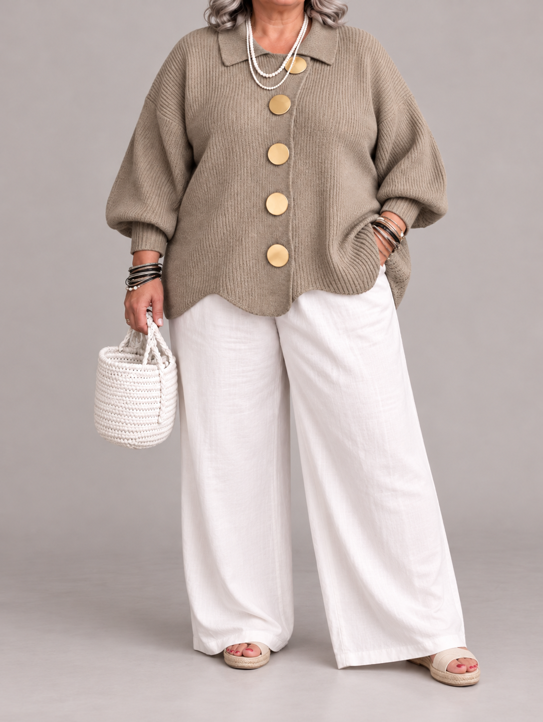 Karina - Oversized Collared Button Cardigan