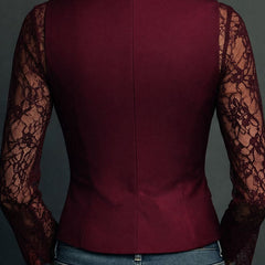 Noémie | Black Blazer Top with Semi-Transparent Sleeves