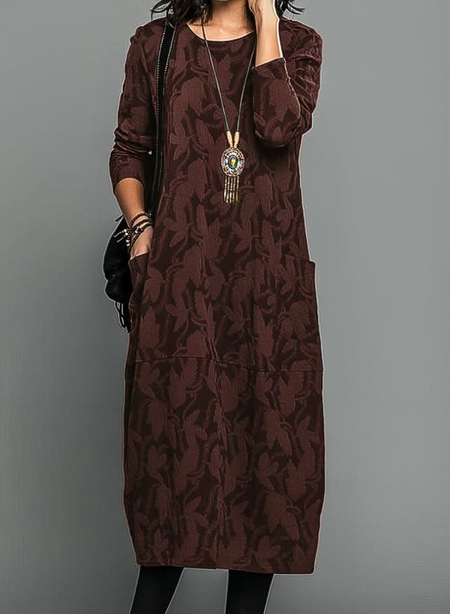 LUNESSA ELEGANT WINTER DRESS - Burgundy