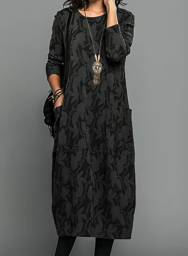 LUNESSA ELEGANT WINTER DRESS - Black