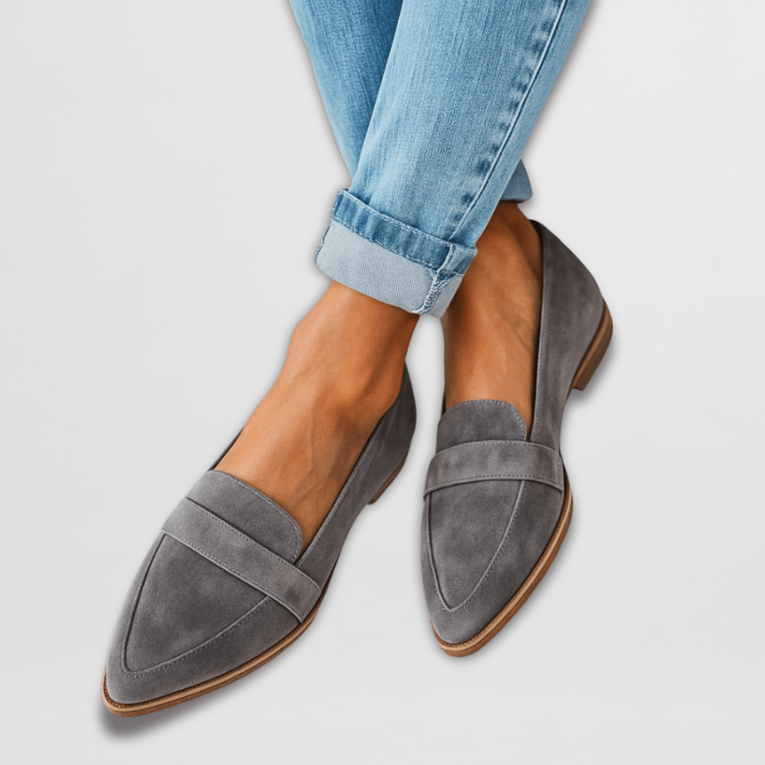 Teodora | Soft Suede Loafers - Grey