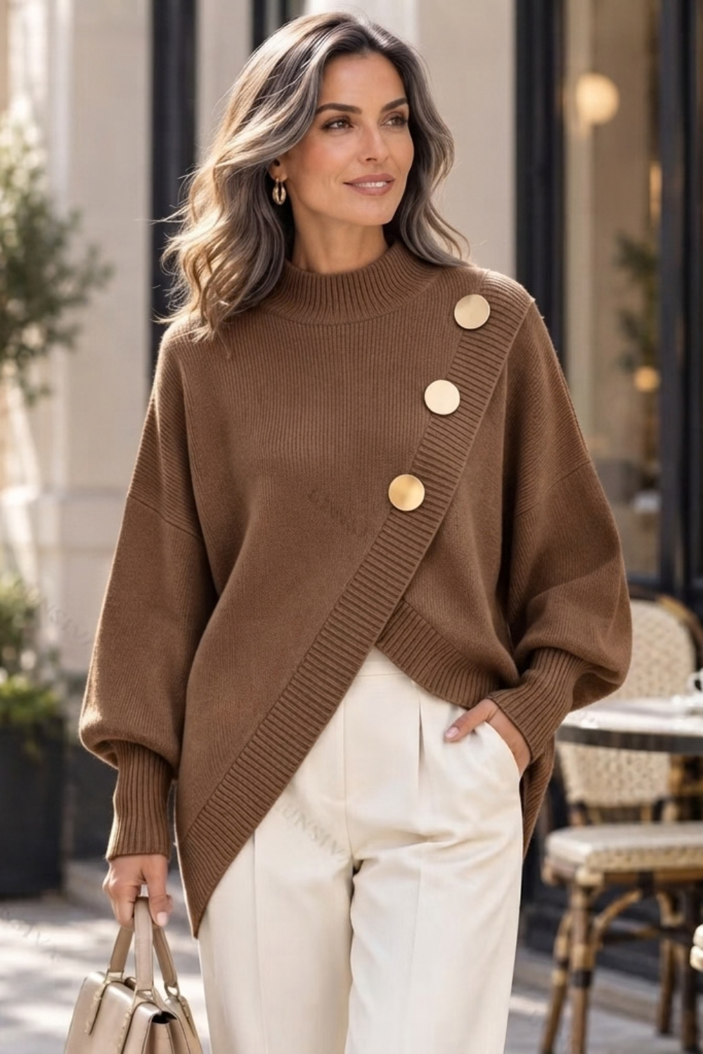 Marisse | Button Turtleneck Sweater