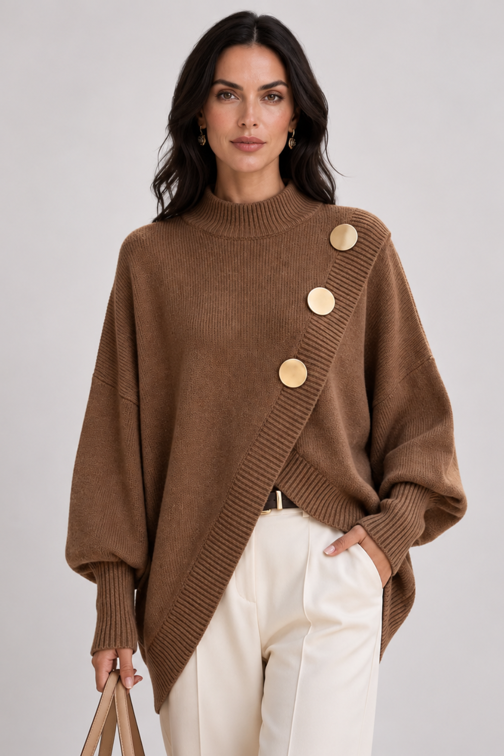 Marisse | Button Turtleneck Sweater