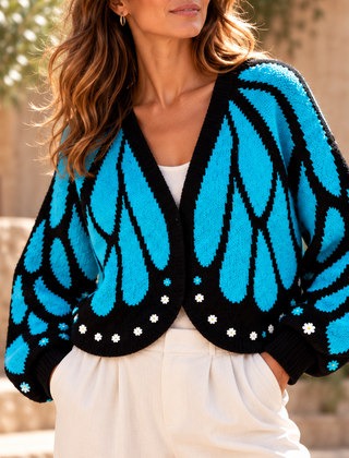 Vanessa Butterfly Cardigan - Blue