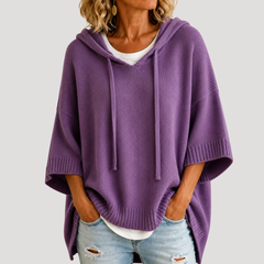 Women's Hooded Oversized Knit Jumper - Purple